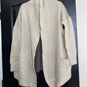Minnie Rose Cream and Brown Cardigan 100% Cashmere